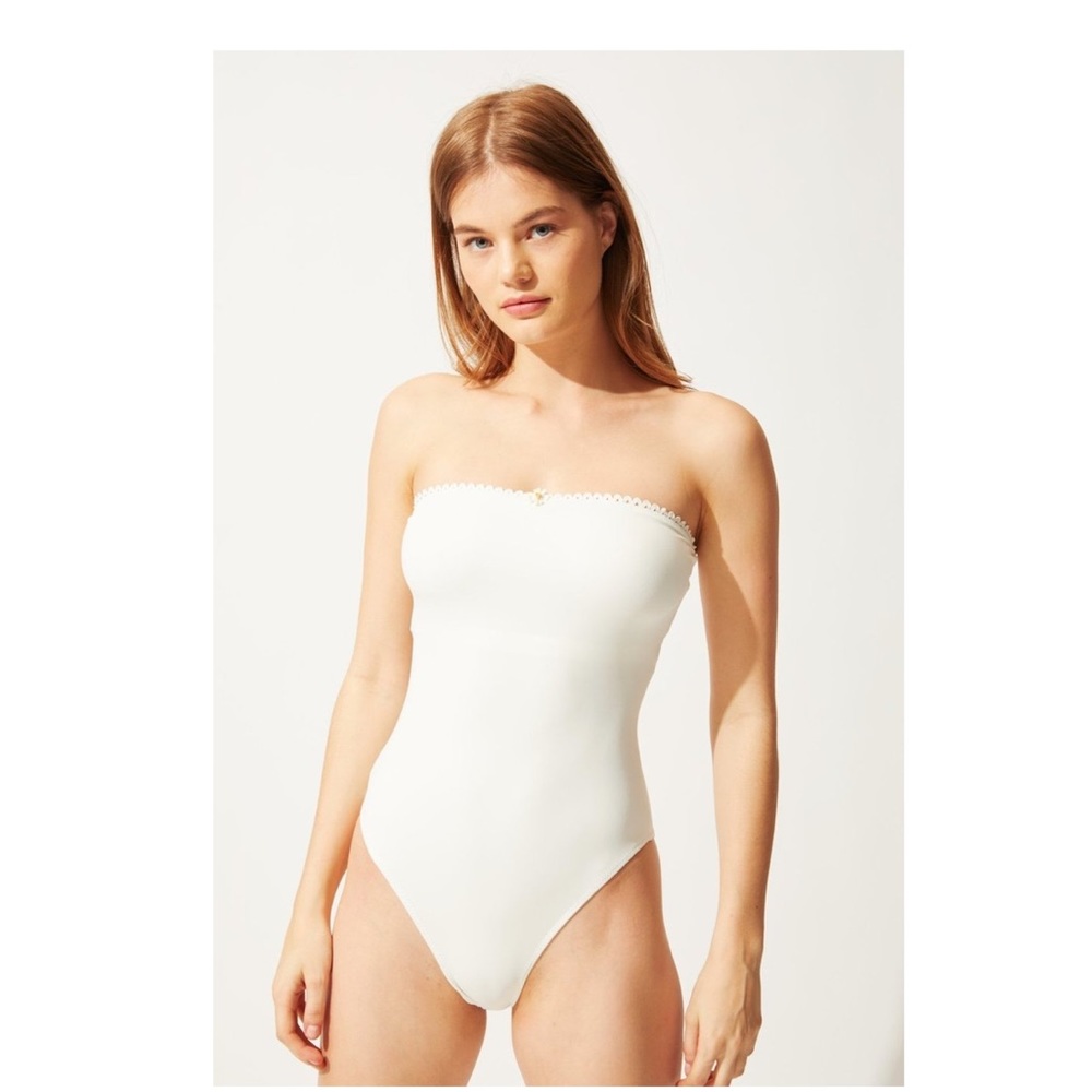Solid and Striped Strapless One-Piece Madeline L